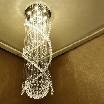 Modern Double Spiral Crystal Chandelier Superdense K9 Crystal Electric Lamp Devices Hotel Villa Crystal Ladder Chandelier