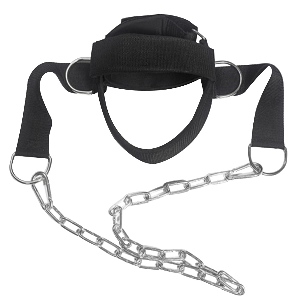 Adjustable Weight Lifting Trainer Equipment D Shackle Neck Muscles Builder Gym Belt Chain Head Harness Resilient Strength