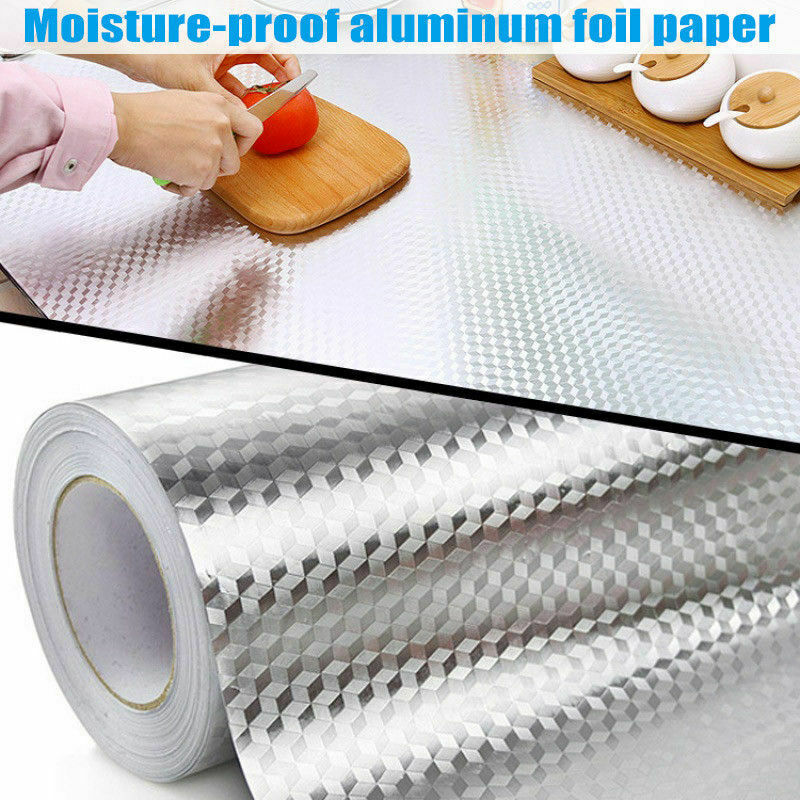 40x200/300cm Kitchen Oil-proof Waterproof Stickers Aluminum Foil Kitchen Stove Cabinet Self Adhesive Wall Sticker DIY Wallpaper