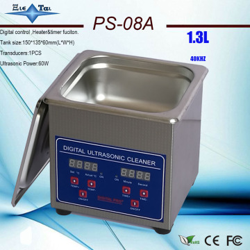 110V/220V PS-08A 60W Digital timer&heater Ultrasonic Cleaner 1.3L for small parts wiht free basket