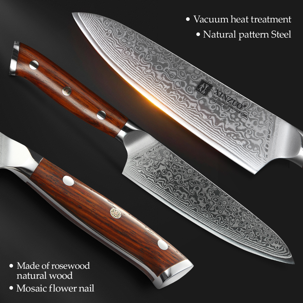 XINZUO 2PC Kitchen Chef Knife Sets Damascus Steel Professional Chef Utility Knives Stainless Steel Meat Cutter Barbecue Knives