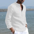 Retro Baggy Cotton Linen Solid Men's Shirt Long Sleeve Button Men Shirt Casual Tops Blouse Shirts for Men camisa masculina