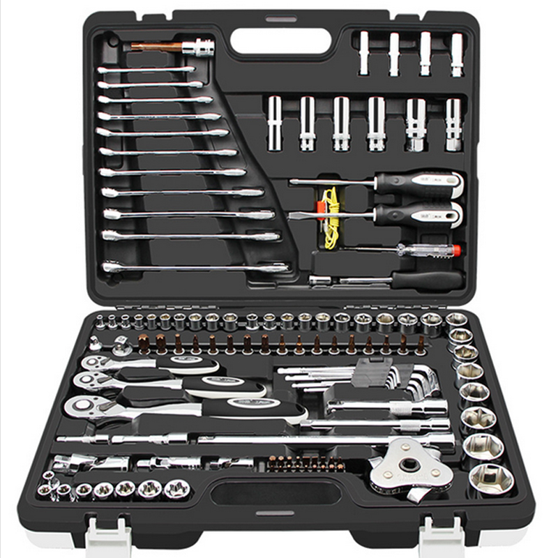 Hand Tool Set General Household Hand Tool Kit with Plastic Toolbox Storage Case Socket Wrench Screwdriver For Auto repair tools