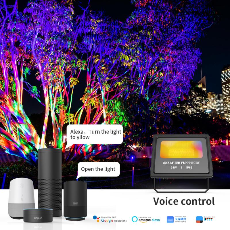 Waterproof 24W Smart Led Floodlight RGBCW Bluetooth Bulb Floodlight Smart LED For Google Home Ewelink Color Changing Spotlight