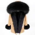 Winter Women's long coat, Raccoon fur collar, Warm and thick real natural Fur coat, Parka Women's coat Women's jacket Fur