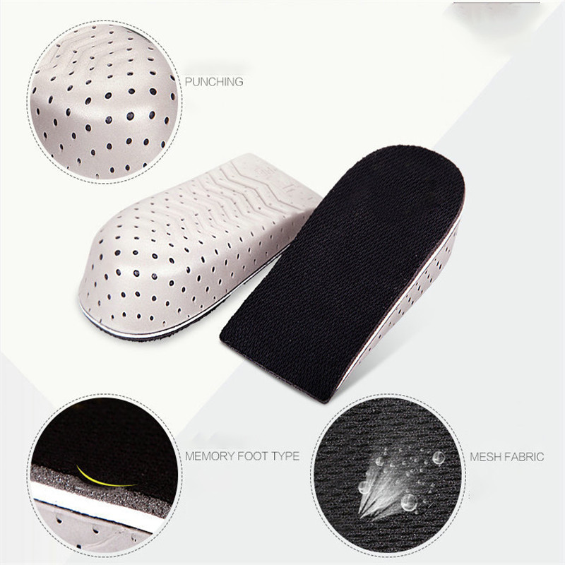 1 Pair Shoe Insoles Breathable Half Insole Heighten Heel Insert Sports Shoes Pad Cushion Unisex 1.5-4.5cm Height Increase Insole