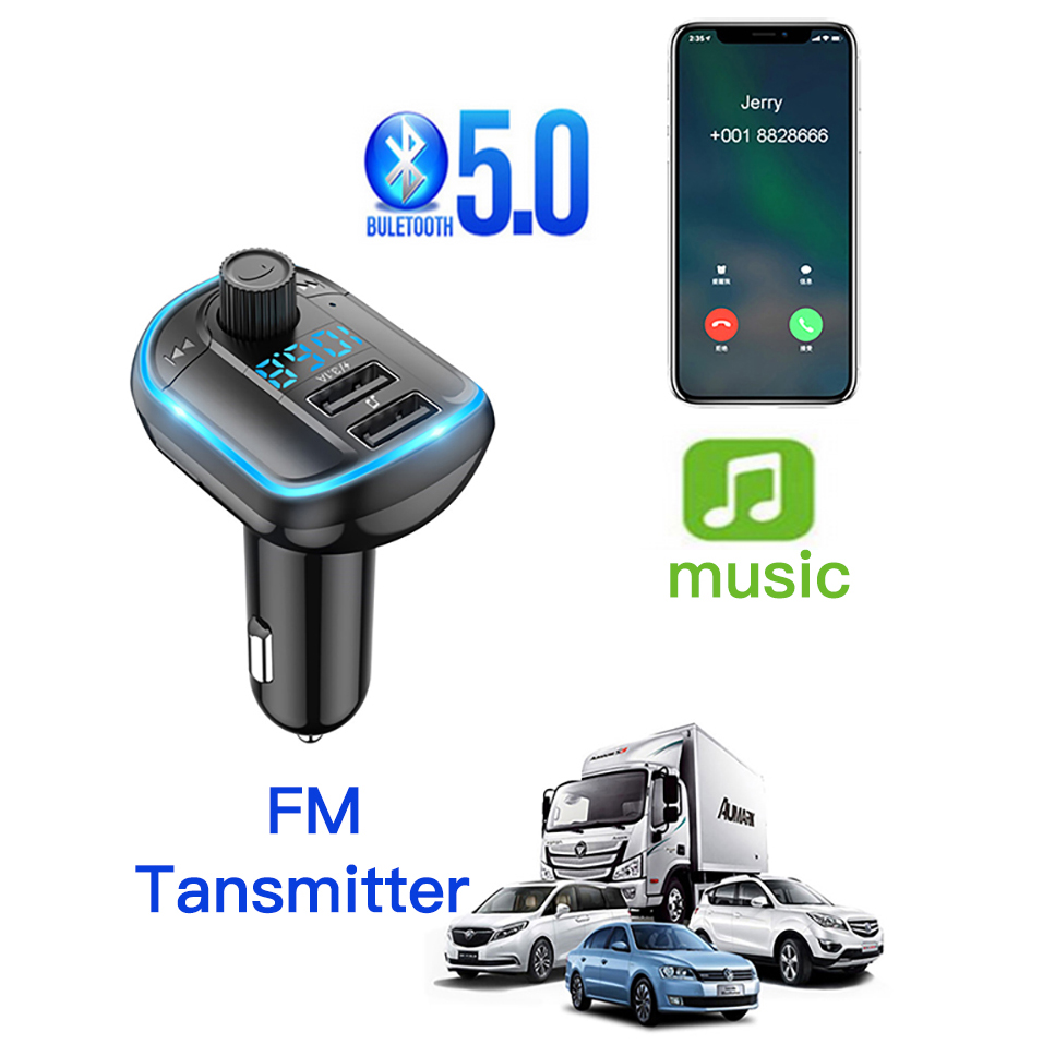 Bluetooth 5.0 Receiver FM Transmitter Car Accessories Car MP3 Player with LED Screen Wireless Radio Transmitter Modulator