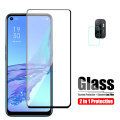 for Oppo A53 Glass Protectve On for Oppo A52 Glass Screen Protector And Camera Len Glas OppoA53 A 53 Protection Film HD Black