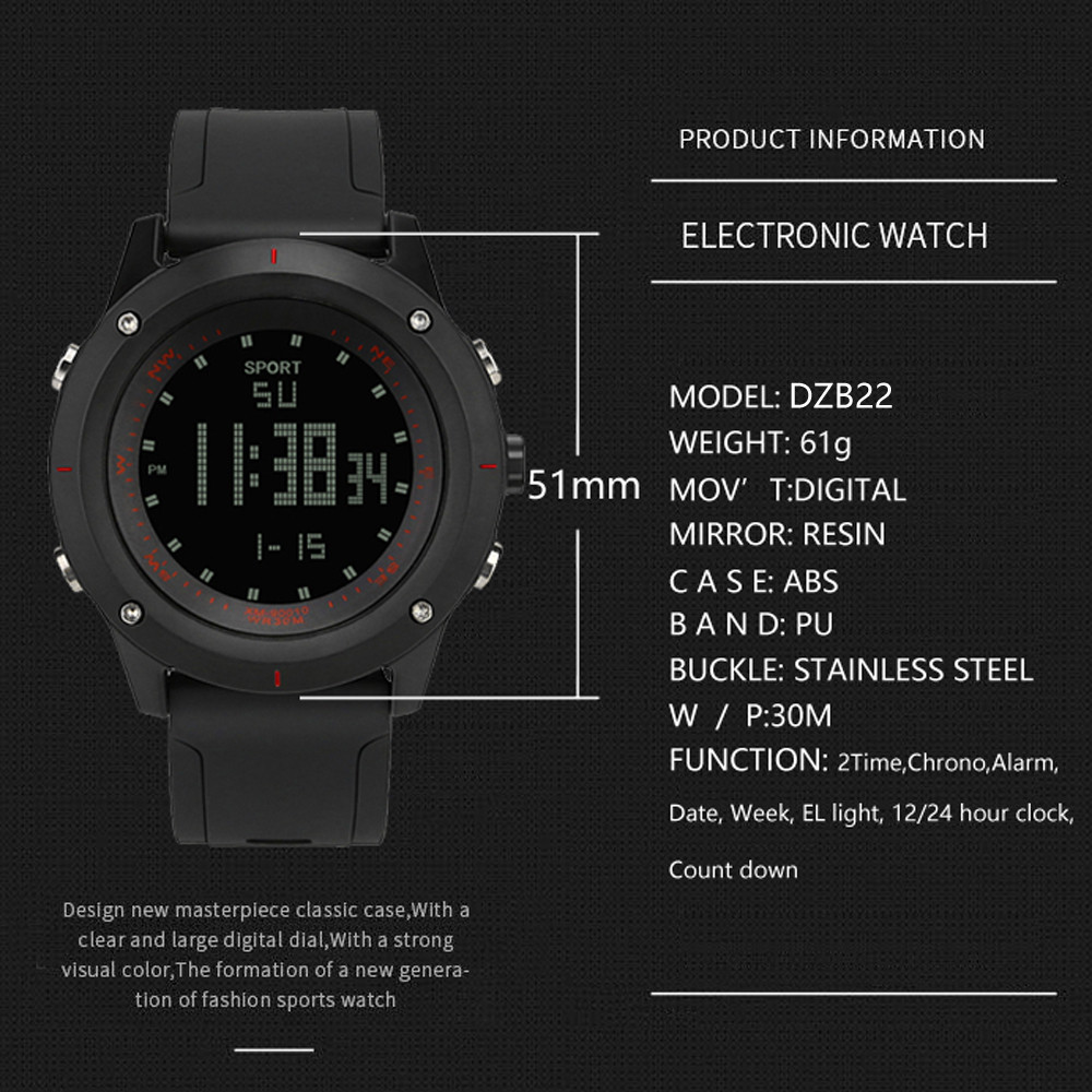 Brand Waterproof Military Sport Watches Men Silver Analog Digital Quartz Analog Watch Clock s Masculinos