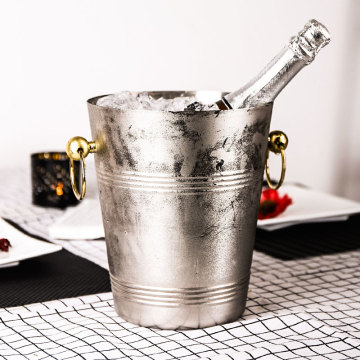 Luxury Thickened Large 304 Stainless Steel Ice Bucket Bar Champagne Buckets Kitchen Storage Buckets Wine Coolers Chillers 5L