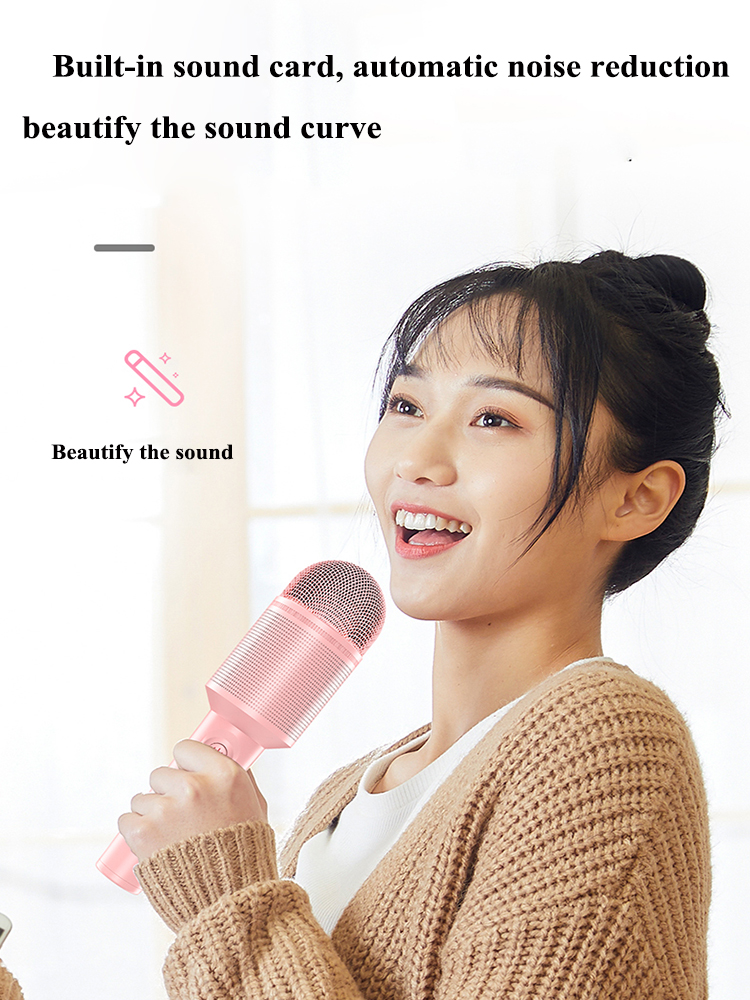 Bluetooth Karaoke Microphone Professional wireless Handheld Microphone Built-in sound card with sound effects for party singing