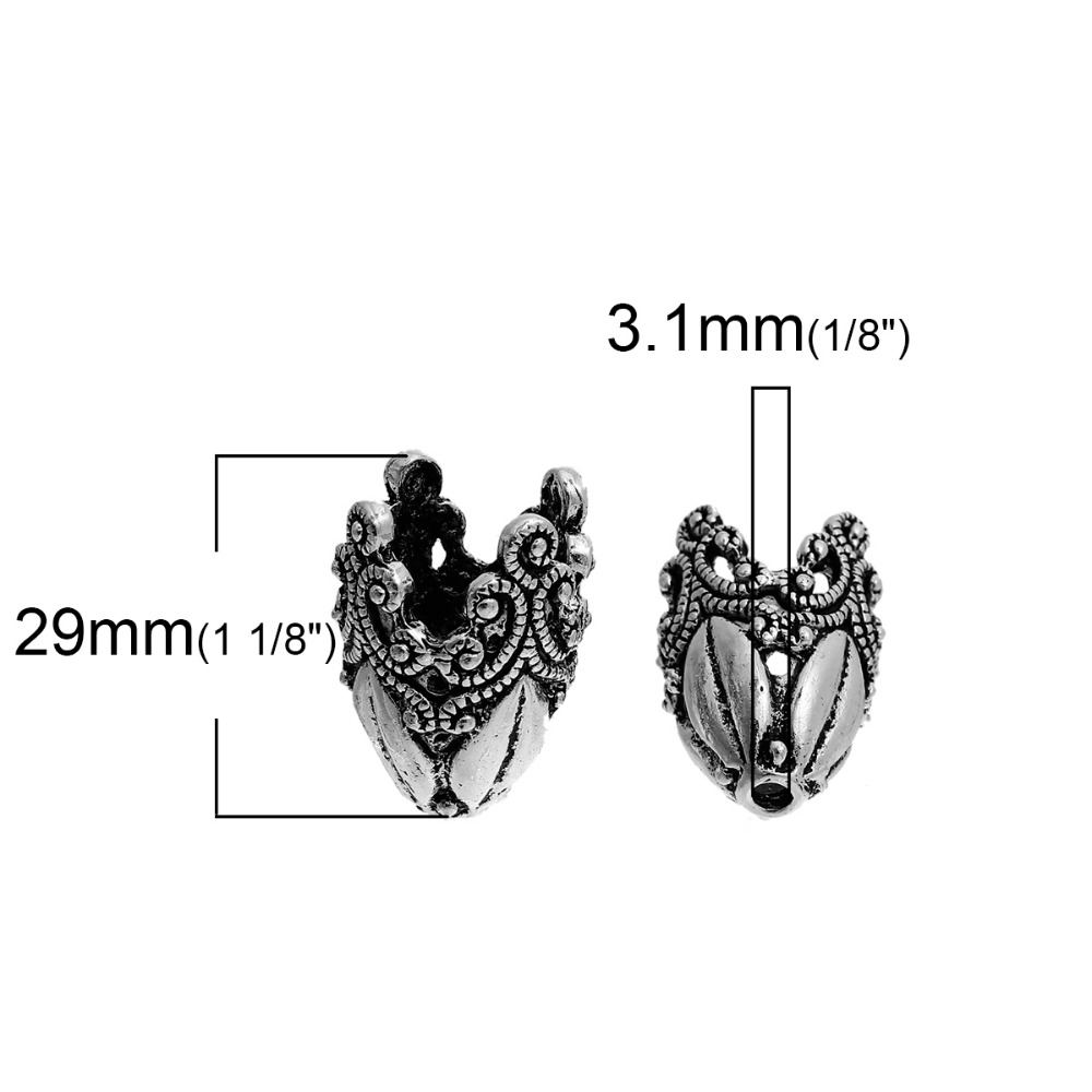 2PCs Hollow Flower Alloy Beads Caps For Jewelry Making Findings Silver Color Caps For Necklace Earrings Bracelet DIY Components
