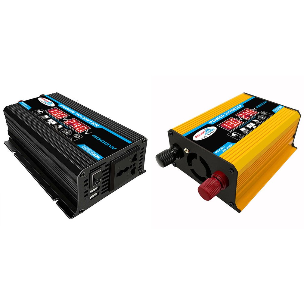 4000W Digital Car Inverter 12V To 220V Modified Sine Wave Inverter Voltage Converter + Lcd Display