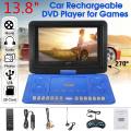 13.8 Inch Car DVD Player Portable Home VCD CD MP3 MP4 Game TV Player 270° Rotatable USB Multi Media Support FM Radio Receiving