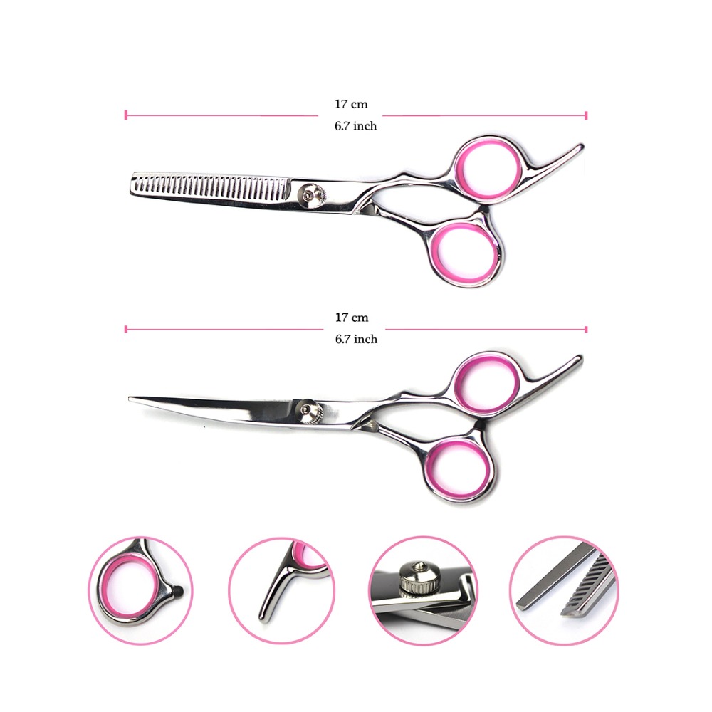 4pcs/set Dog Grooming Professional Pet Scissors Straight Thinning Curved Scissors With Comb Bag Cat Cutting Hair Shear 20024