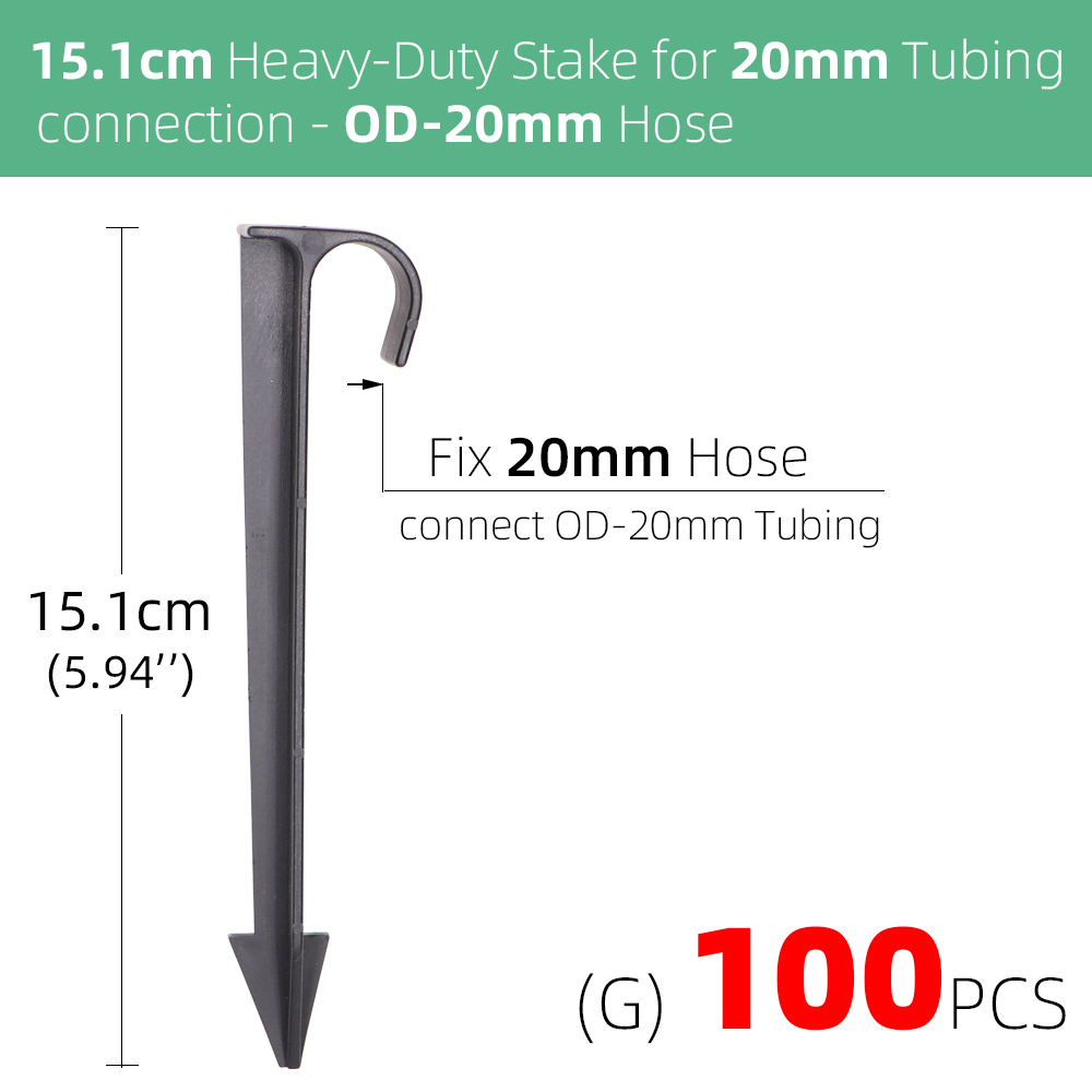 RBCFHI 1/4'' 3/8'' 16MM 20MM Fixed Stakes for 4/7mm 8/11mm PE PVC Hose Tubing Micro Drip Irrigation Hold-Down Anchor Stakes