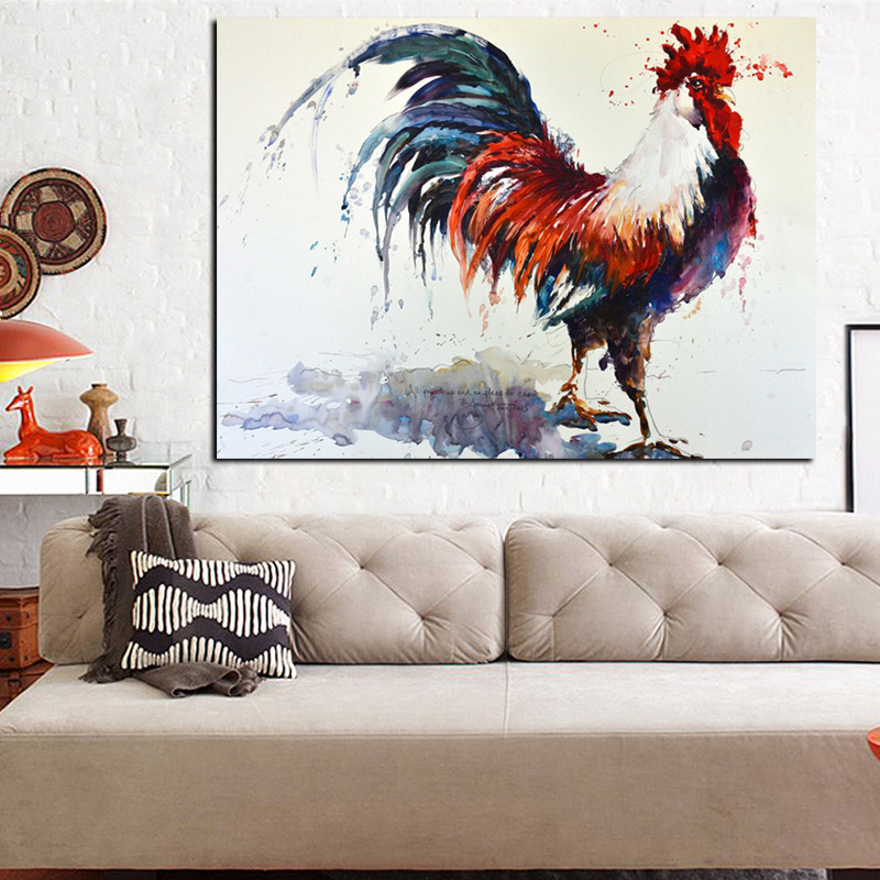 HD Print Abstract Rooster Watercolor Oil Painting on Canvas Wall Picture Art Animal Modern Cuadros Decortaion For Living Room (2)