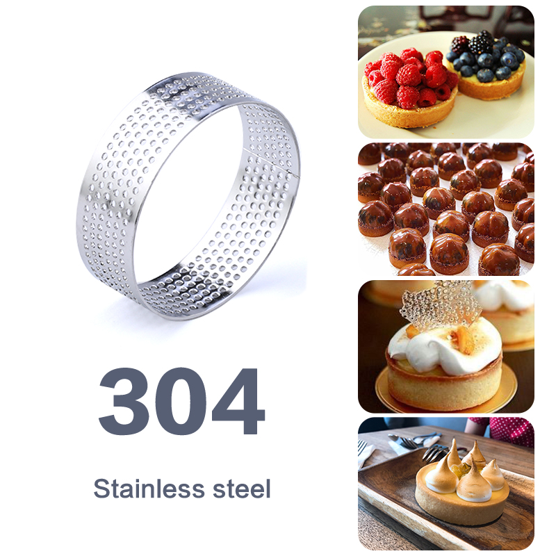 4/6 Pcs Mini Tart Ring Stainless Steel Tartlet Mold Small Circle Cutter Pie Ring Heat-Resistant Perforated Cake Mousse Molds