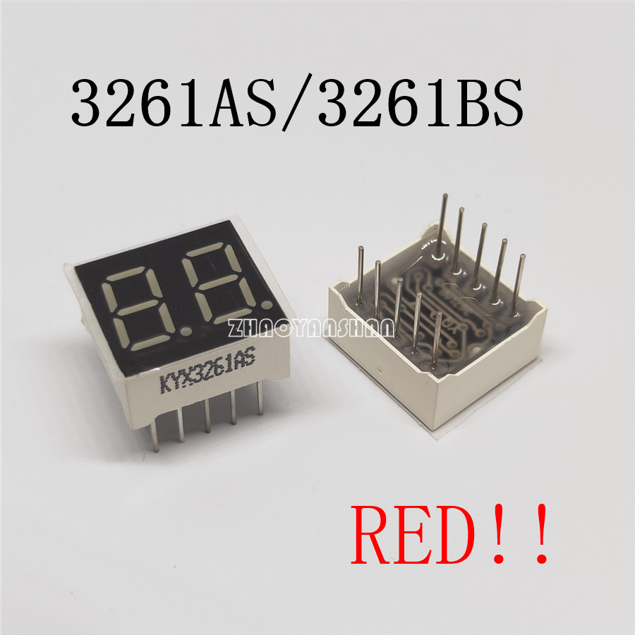 10pcs X 0.36inch 2digits RED 8 segment led display 3261AS/3261BS