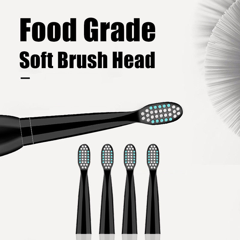 5 Mode Sonic Rechargeable Electric Toothbrush 4x Brush Heads Waterproof Ipx7 Charging, Black (Normal Usb Charging)