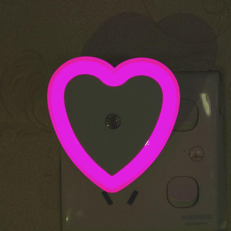 1pcs Mini US/EU Heart-shaped Energy-saving Control Night Light Creative LED Sensor Light Smart Night Light For Baby Bedroom