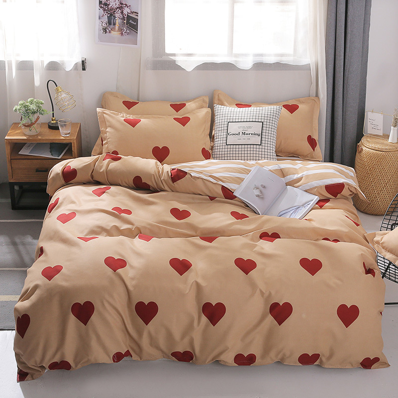 Simple Nordic Heart Duvet Cover 220x240 Pink Quilt Cover Bedding Set Bed Sheet King Size Single Double Queen 4pcs Bed Linens