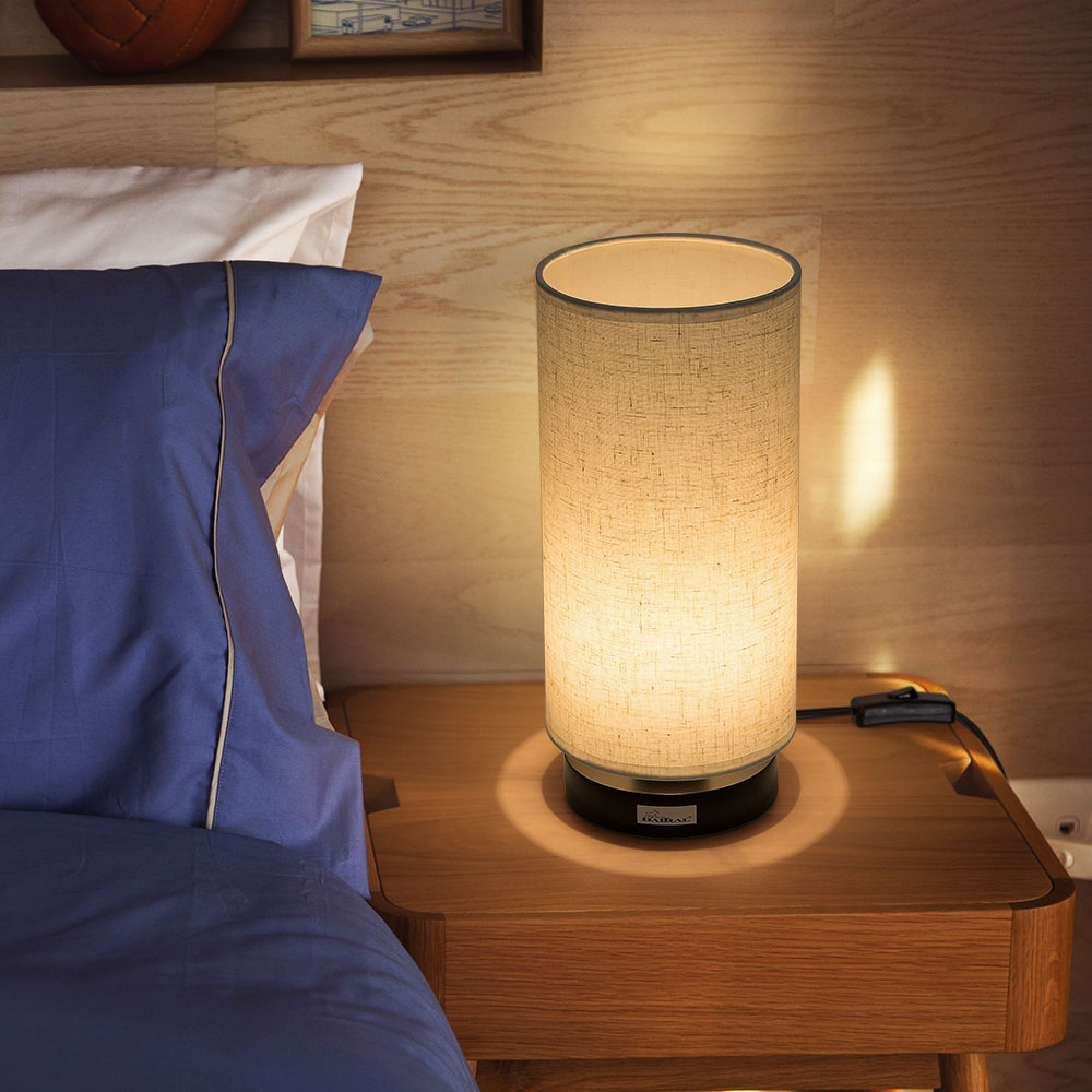 Minimalist Bedside Desk Lamp with Fabric Shade