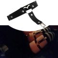 Women Sexy Adjustable Elasticity Leg Harness Garter Belt Punk Gothic Metal Heart Thigh Ring With Anti-Slip Clip Cosplay Lingerie