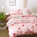 3/4pcs Simple Pink Bedding Set for Girls Luxury Duvet Cover Polyester Cotton Comforter Sets Twin King Queen Size Quilt Cover Set