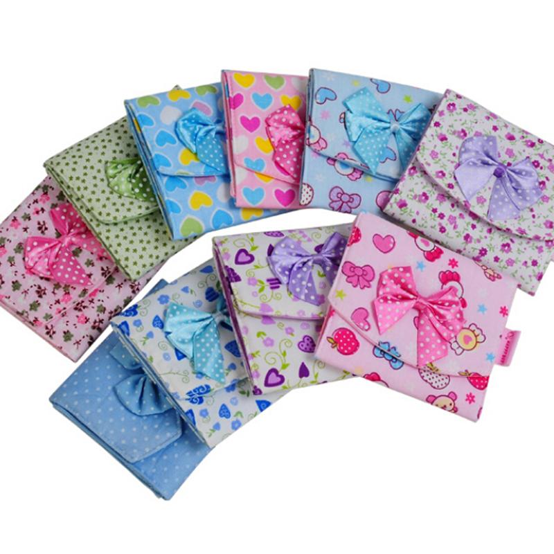 Sanitary Napkin Bag Cloth Menstrual Pads Menstrual Bowknot Cotton Sanitary Towel Napkin Pad Purse Holder Easy Bag Organizer