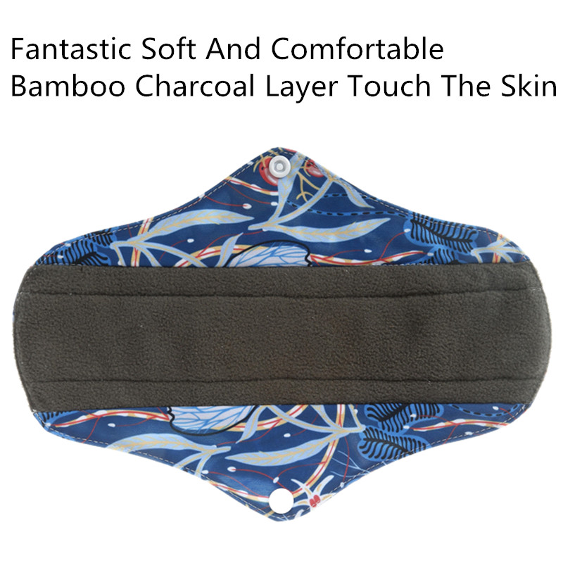 [simfamily] 4PC Bamboo Charcoal Sanitary Pads Regular Flow pads Reusable Health higiene feminina Menstrual Cloth Maternity Pads