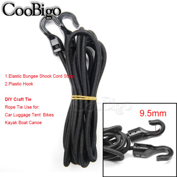 1set Heavy Duty Elastic Bungee Shock Cord Strap Stretch Plastic Hook for Car Luggage Tent Kayak Boat Canoe Bikes Rope Tie
