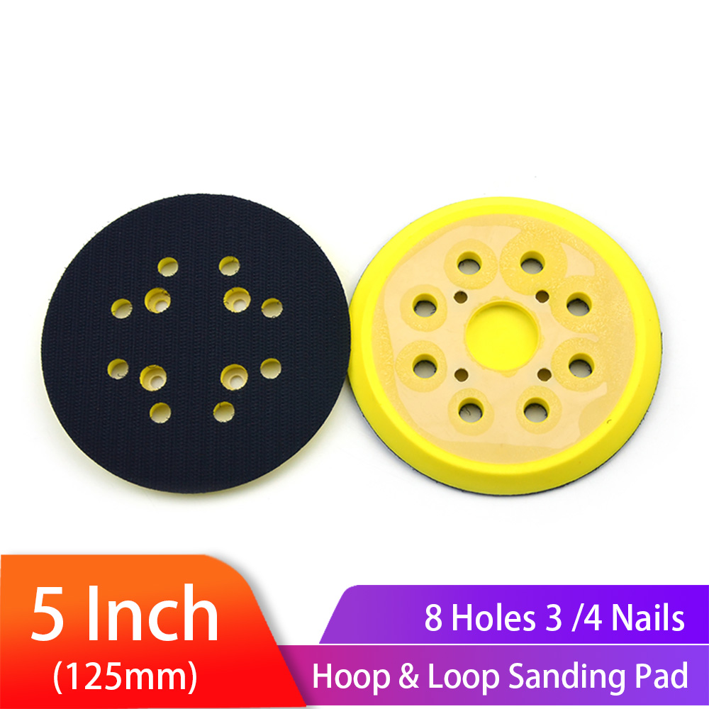 5 inch 125mm 8 Holes 3/4 Nails Backing Pad Hook & Loop Sanding Pads for fits Air Sander Power Sander Polisher Tools