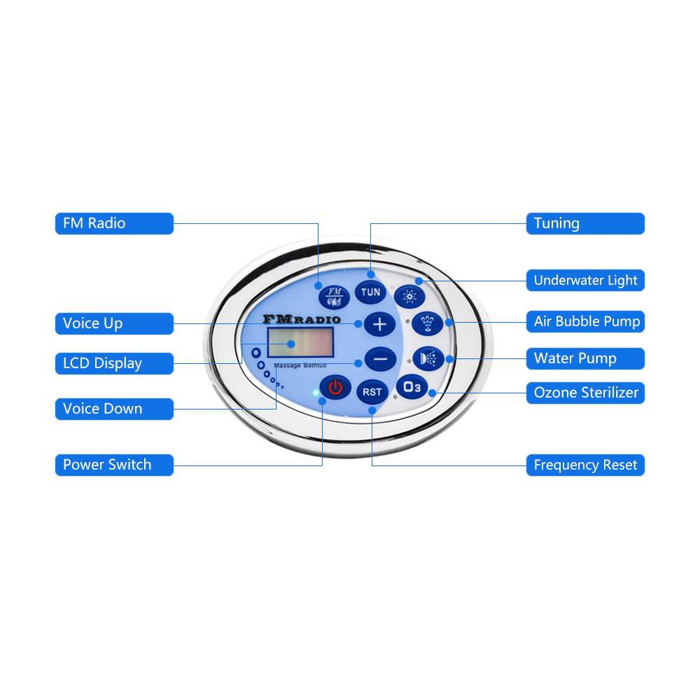 Hot Tub Spa Bathtub 5 Pins Connector Water Pump Combo Massage (Air & whirlpool Control For Ozone Generator FM Radio Underwater