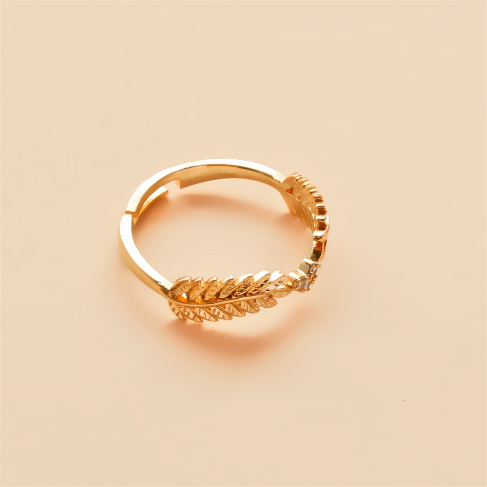 5pcs Korean version of the new small fresh sweet opening leaf ring female light luxury olive branch ring ring tail ring