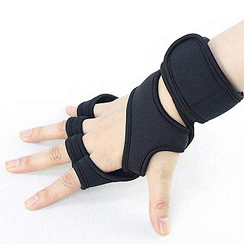 1 Pair Gym Fitness Gloves Hand Palm Protector with Wrist Wrap Support Workout Bodybuilding Power Weight Lifting