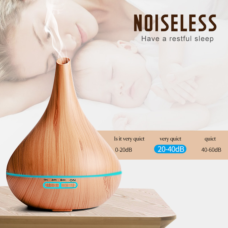 Air Purifying Aroma Diffuser Humidifier 400ml Remote Control Wood Grain Mist Maker Colorful Led Light For Home