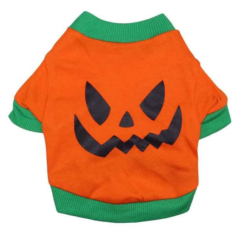 Cartoon Hoodie Dog Clothes Pumpkin Lantern for Dogs Small Clothing Pet Outfits Halloween Autumn Yorkies Print Green Boy Mascotas