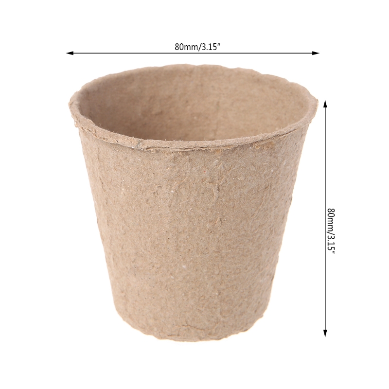 2020 New 50Pcs Round Biodegradable Paper Pulp Peat Pots Nursery Cup Tray Garden