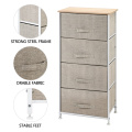 4-Tier Dresser Nightstand End Table Tower Organizer 4 Easy Pull Fabric Drawer Metal Frame Wood Top Living Room Chest 3 Color
