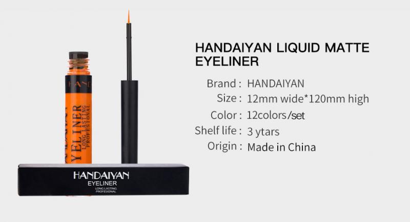 HANDAIYAN 12 Color Matte Liquid Eyeliner Set Waterproof Eye Liner Pen Sexy Charming Long Lasting Eyes Makeup TSLM1