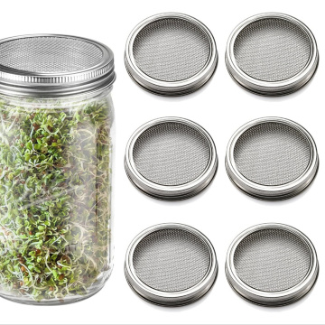1 Set Of Seedling Tray Lid Germination Mason Jar Stainless Steel Lid Set Filter Lid Household Garden Cultivation Accessories
