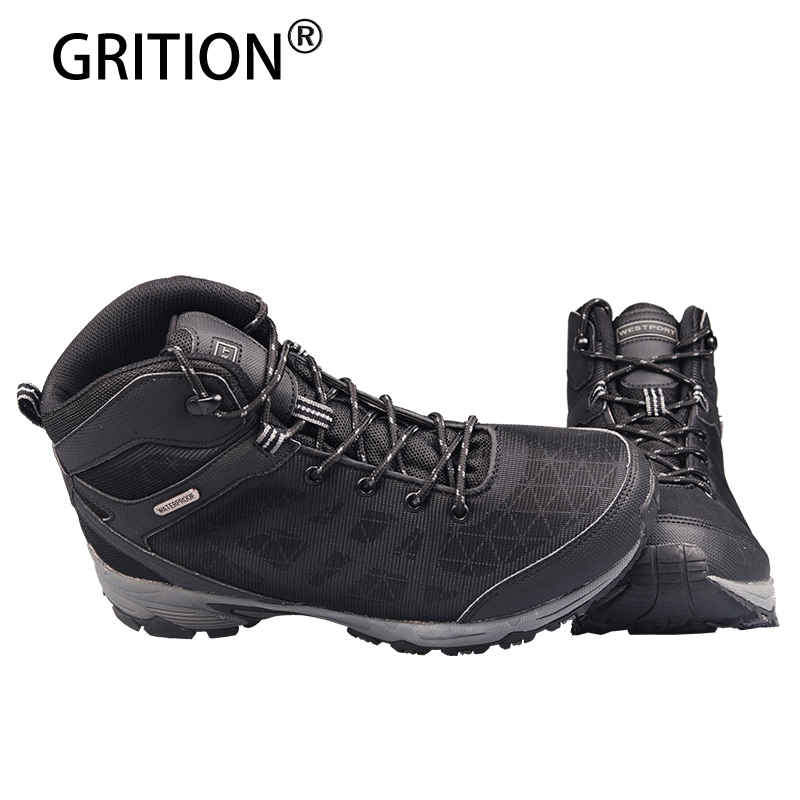 GRITION Men Hiking Boots Waterproof Winter Keep Warm Trekking Boots Ankle Outdoor Non Slip Safety Climbing Work Fashion 2020