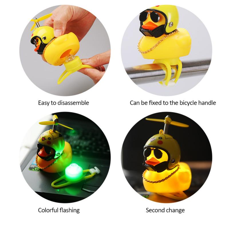 Car Duck With Helmet And Broken Wind Small Yellow Duck Helmet For Road Bike Bicycle Accessories With Light & Without Light Duck