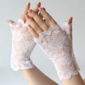 Women Summer Floral Lace Fingerless Gloves UV Sun Protection Driving Mittens