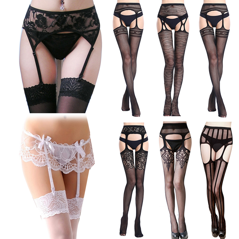 Sexy Fishnet Sheer Lace Top Thigh High Stocking Suspender Sexy Lady Stockings Lingerie Tight Night club Party Hosiery Women