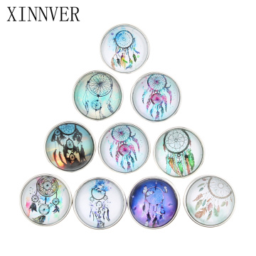 10pcs/lot Mixed Colors 18mm Snap Buttons Jewelrys Anchor Glass Snaps Fit Snaps Bracelets Xinnver Snap Jewelry or necklace ZB303