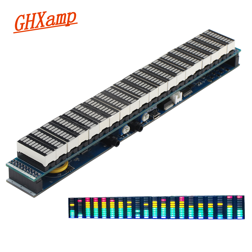 GHXAMP Multicolor 20 Segment LED Music Spectrum Amplifier Level 10 USB 5-12V Power Supply Clock Function Finished new