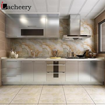 Silver Glossy Kitchen Cabinet Wallpaper Self-adhesive Waterproof Sticker Dishwashers Refurbish Refrigerator Wall Stickers Film