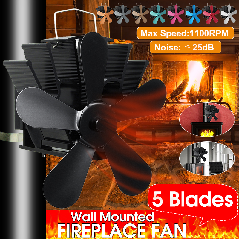 Mounted Fireplace 5 Blade Heat Powered Stove Fan komin Log Wood Burner Eco Friendly Quiet Fan Home Efficient Heat Distribution
